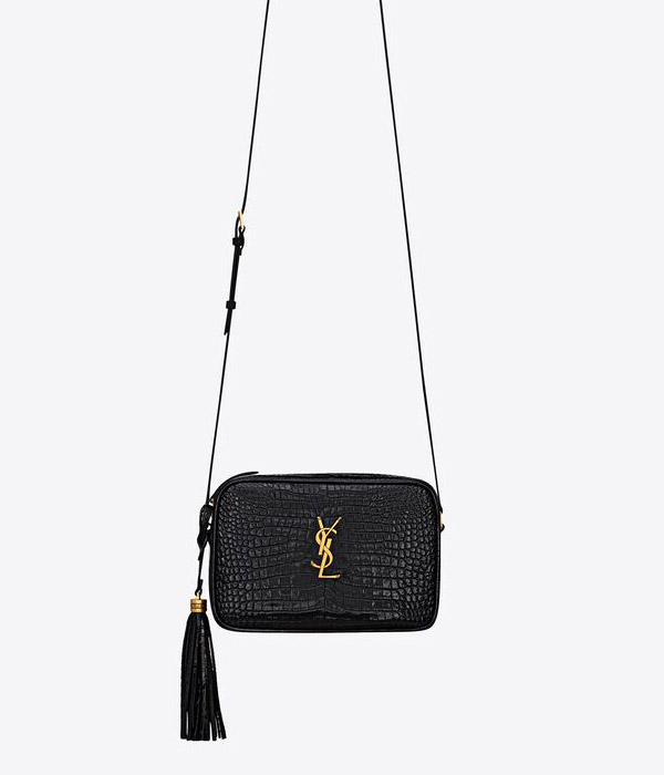 LOU CAMERA BAG IN CROCODILE-EMBOSSED SHINY LEATHER