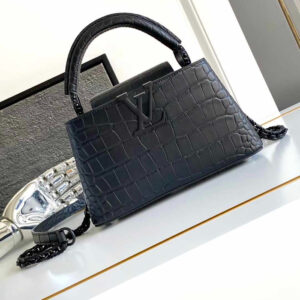 Túi LV Capucines Black Crocodile Leather Goat Skin TLV8147